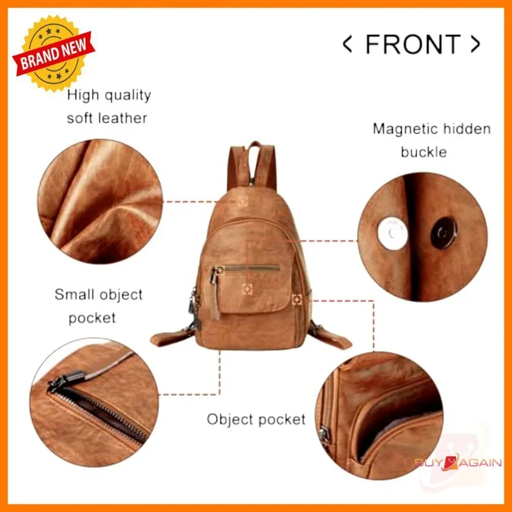 Convertible PU Leather Backpack Purse with Anti-Theft Pockets